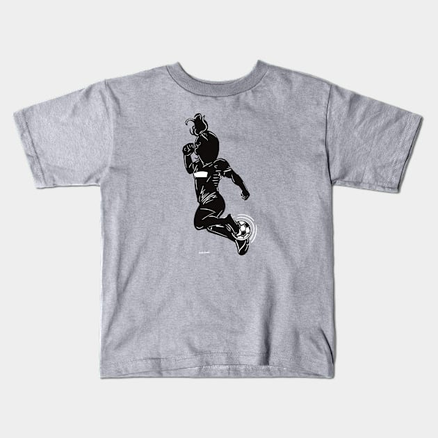 Footballer Silhouette 5 Kids T-Shirt by BoldLineImages18